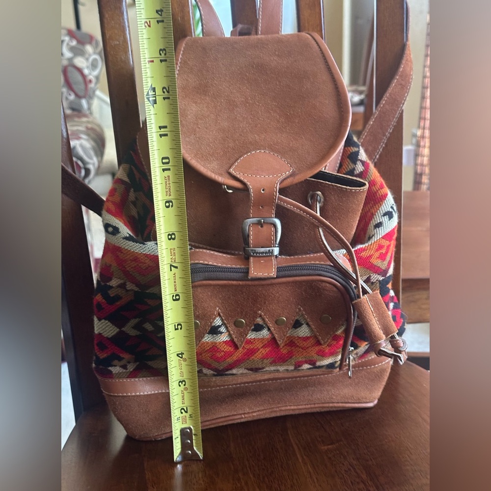 Verachi Southwestern Boho Backpack Aztec Print Suede Faux Leather Bag - Picture 10 of 11
